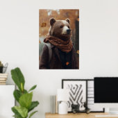 Impression d'art d'ours en vêtements d'automne, au (Bureau à domicile)