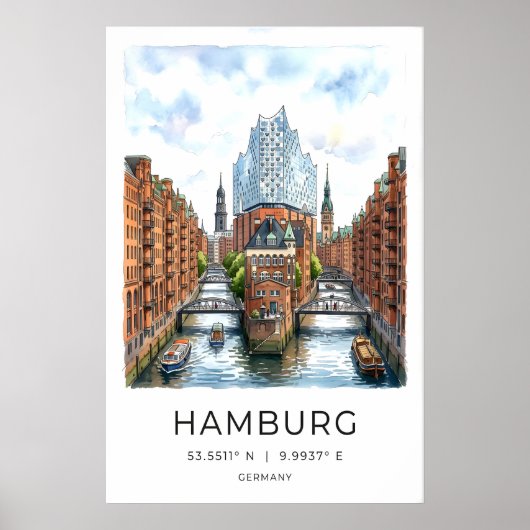 Impression d'art du canal de Hambourg - Paysage ur (Devant)