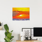 Impression d'art du coucher de soleil sur l'océan (Bureau à domicile)