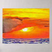 Impression d'art du coucher de soleil sur l'océan (Devant)