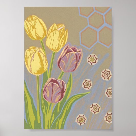 Impression d'art du jardin de tulipes géométriques (Devant)