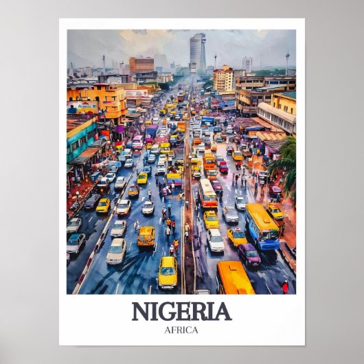 Impression d'art du Nigeria - Affiche de Lagos - (Devant)