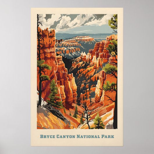 Impression d'art du parc national - Rétro Bryce Ca (Devant)