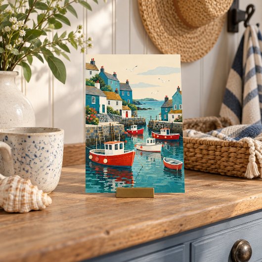 Impression d'art du port de petits bateaux