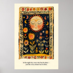 Impression d'art du soleil et de la lune céleste A