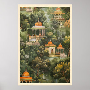 Impression d'art du temple Pichwai Jardin secret i