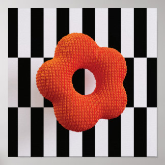 Impression d'art en 3D de fleur tricotée rétro ora