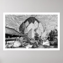 Impression d'art en ligne d'architecture de lotus