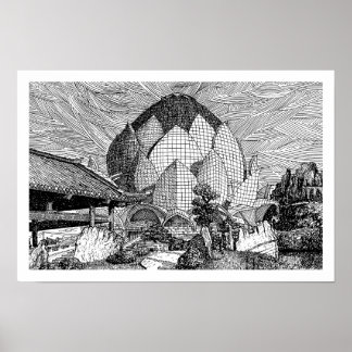 Impression d'art en ligne d'architecture de lotus