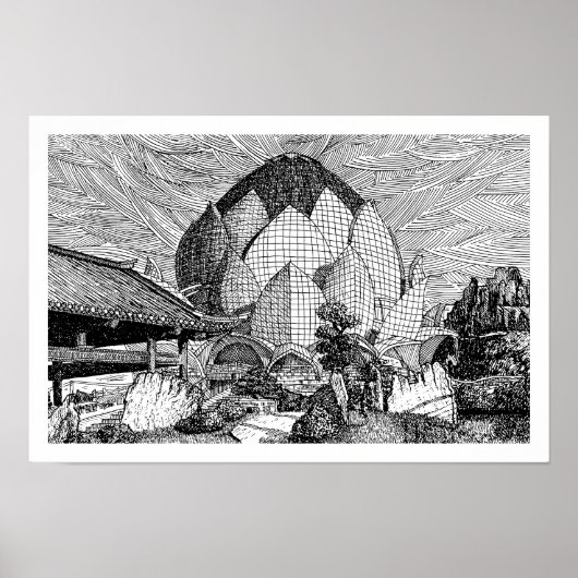 Impression d'art en ligne d'architecture de lotus (Devant)