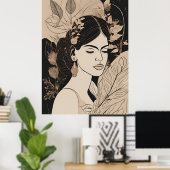 Impression d'art en ligne de femme botanique Boho (Bureau à domicile)