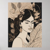Impression d'art en ligne de femme botanique Boho (Devant)