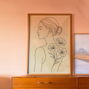 Impression d'art en ligne de femme botanique minim