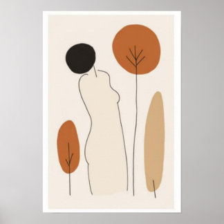 Impression d'art en ligne féminine abstraite | Min