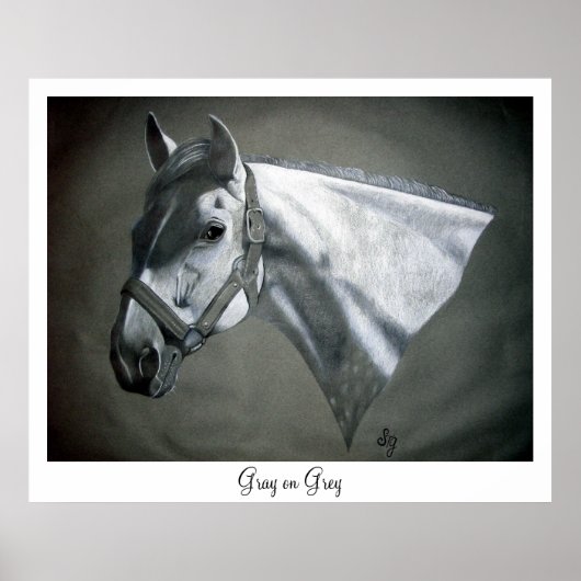 Impression d'art équestre Gris sur Gris (Devant)