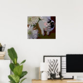 Impression d'art fine Chat avec Chrysanthèmes (Bureau à domicile)