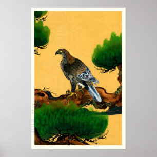 Impression d'art fine de pin et d'aigle. Japonais