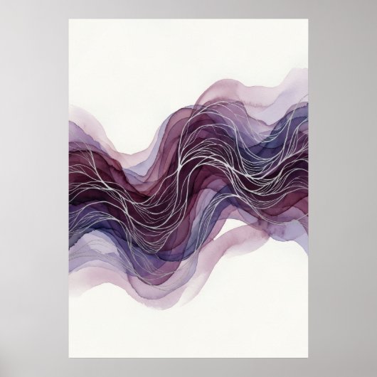 Impression d'art fine de vagues fluides mauves et (Devant)