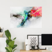 Impression d'art floral à l'aquarelle représentant (Bureau à domicile)