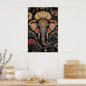 Impression d'art floral éléphant – Dessin indien v (Cuisine)