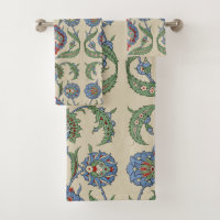 Impression d'art floral géométrique bleu rouge ara