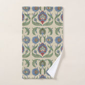 Impression d'art floral géométrique bleu rouge ara (Serviette à main)
