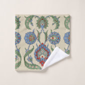 Impression d'art floral géométrique bleu rouge ara (Gant de toilette)
