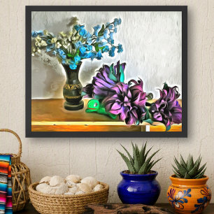 Impression d'art floral mexicain en soie et envelo
