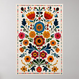 Impression d'art floral mexicain vibrant inspiré d
