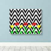Impression d'art floral moderne Chevron et Fleurs (Insitu (Plancher de Bois))
