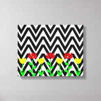 Impression d'art floral moderne Chevron et Fleurs