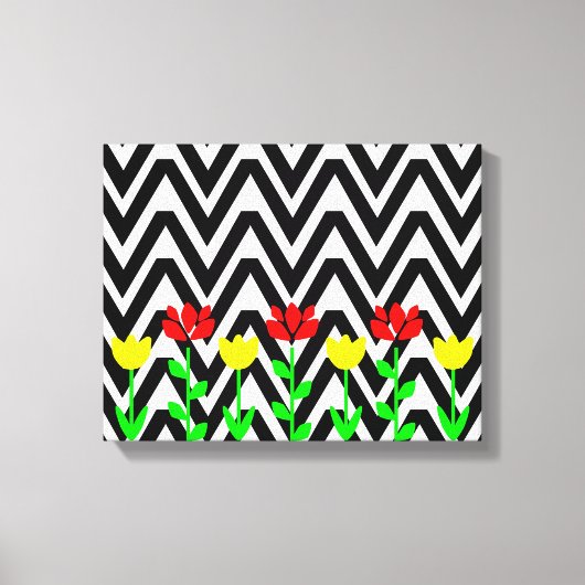 Impression d'art floral moderne Chevron et Fleurs (Recto)