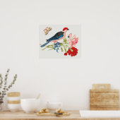 Impression d'art floral papillon oiseau rose vinta (Cuisine)