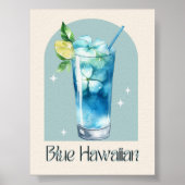 Impression d'art hawaïen bleu | Bar Decor Cocktail (Devant)