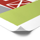 Impression d'art illustrée de grange rouge et de m (Coin)