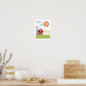 Impression d'art illustrée de grange rouge et de m (Cuisine)