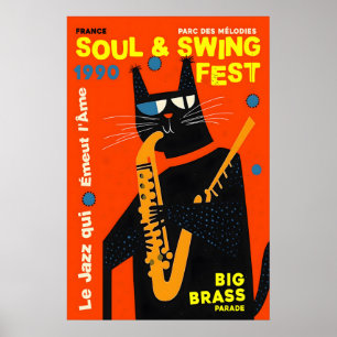 Impression d'art Jazz Cat 1990 Festival Soul & Swi