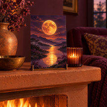 Impression d'art Lever de lune ambre