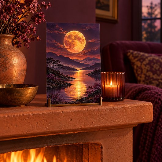 Impression d'art Lever de lune ambre