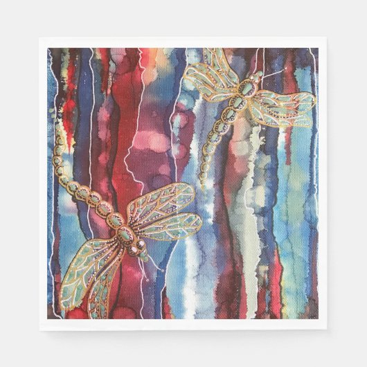 Impression d'art, libellules, serviettes en papier (Devant)
