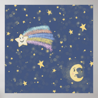 Impression d'art Lune & Étoiles de Sommeil Doux