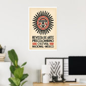 Impression d'art mexicain Masque solaire précolomb (Bureau à domicile)