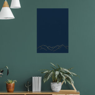 Impression d'art minimaliste de montagne en bleu m