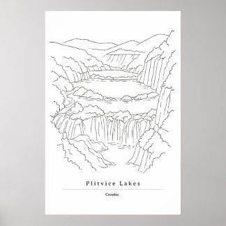 Impression d'art minimaliste des lacs de Plitvice