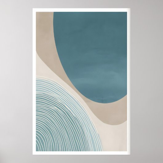 Impression d'art minimaliste moderne Abstrait Bleu (Devant)