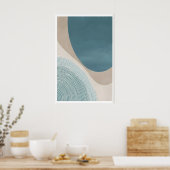 Impression d'art minimaliste moderne Abstrait Bleu (Cuisine)