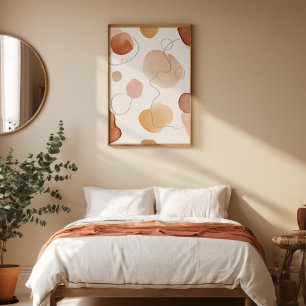 Impression d'art mural à l'aquarelle neutre abstra