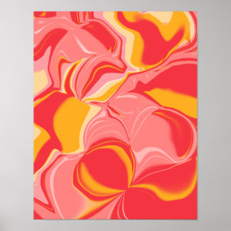 Impression d'art mural à motif floral rouge rose j
