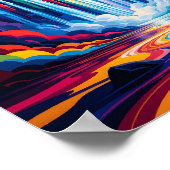 Impression d'art mural abstrait de cascade arc-en- (Coin)