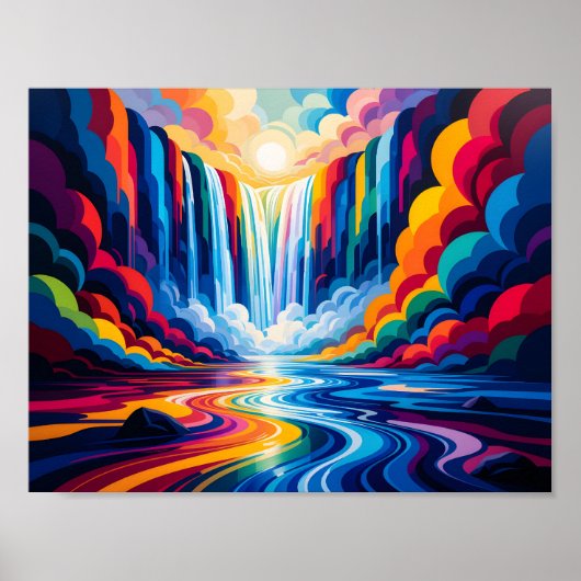 Impression d'art mural abstrait de cascade arc-en- (Devant)